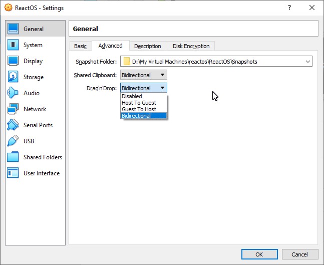 general advanced settings