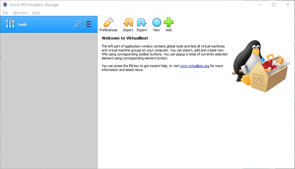 Virtualbox manager